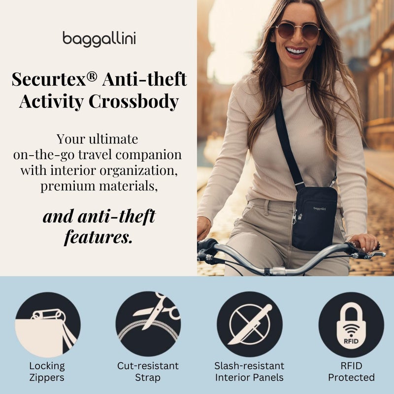 Baggallini Securtex Anti-Theft activity Crossbody Bag Black Cheetah - Image 3