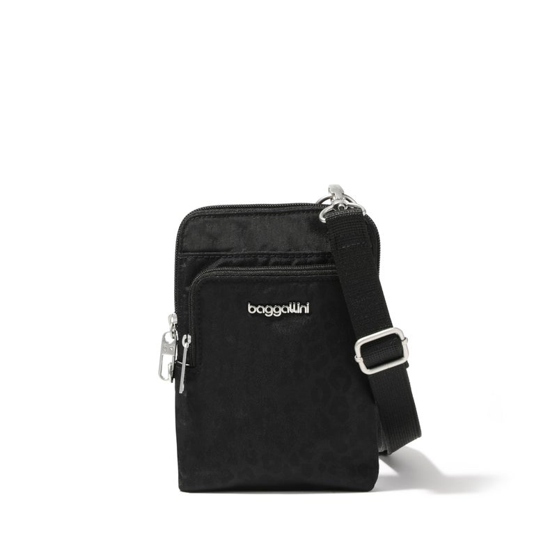 Baggallini Securtex Anti-Theft activity Crossbody Bag Black Cheetah - Image 1