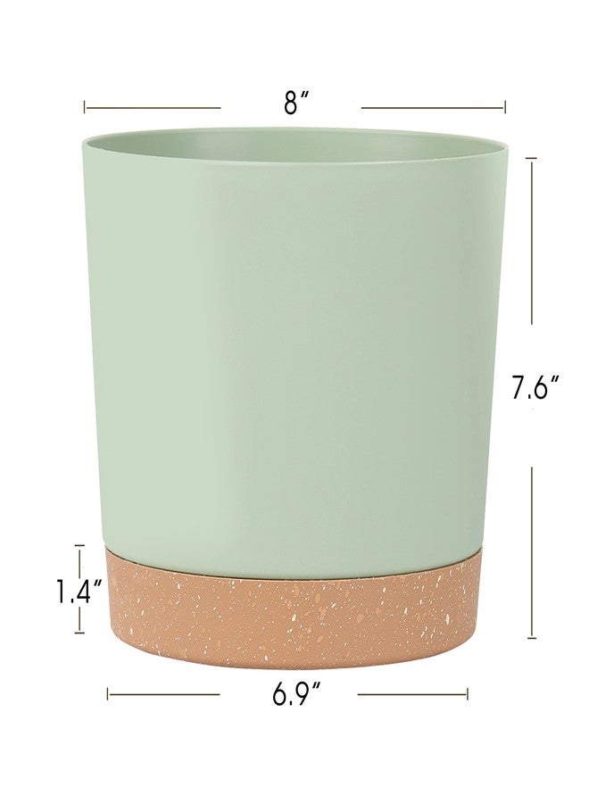Kubvici Indoor Plant Pots Set of 2 Planters 8 inch Plastic Planter with Hole & Saucer Modern Decorative for Outdoor Garden Home (Green, 8 inch) - Image 3