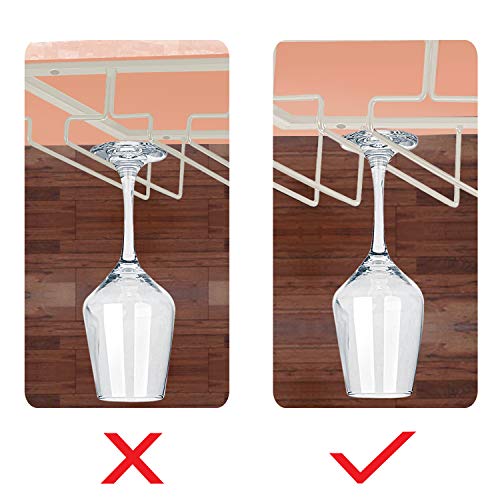 MOCOUM Wine Glasses Rack Under Cabinet Stemware Rack, Wine Glass Hanger Rack Wire Wine Glass Holder Storage Hanger for Cabinet Kitchen Bar (White, 3 Rows 2 Pack) - Image 5