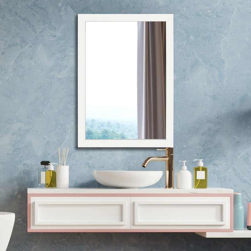 Ruomeng Rectangular Wall Mirror 20 x 28 for Bathroom Bedroom Entryway Living Room White