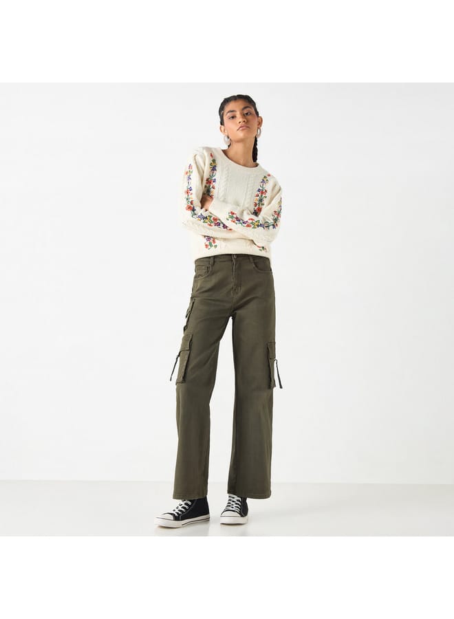 Lee Cooper Lee Cooper Embroidered Crew Neck Jumper with Long Sleeves  - Image 2