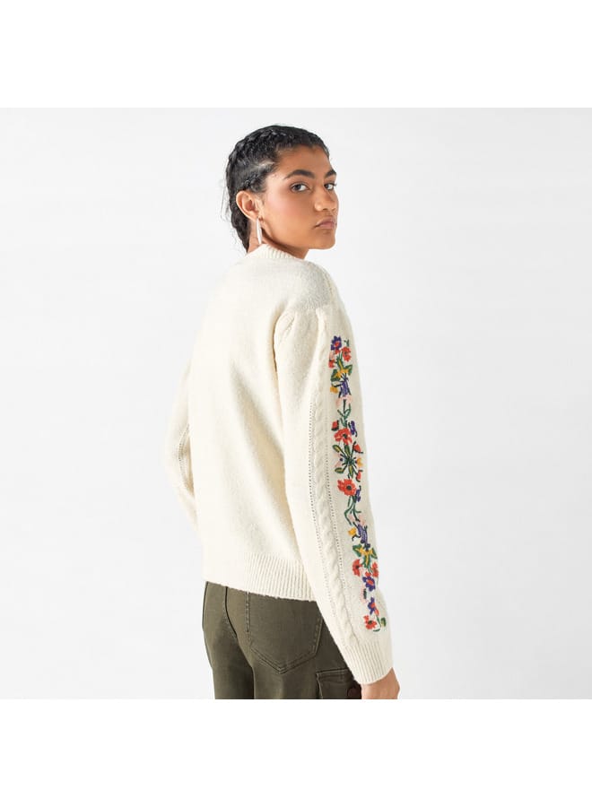 Lee Cooper Lee Cooper Embroidered Crew Neck Jumper with Long Sleeves  - Image 3