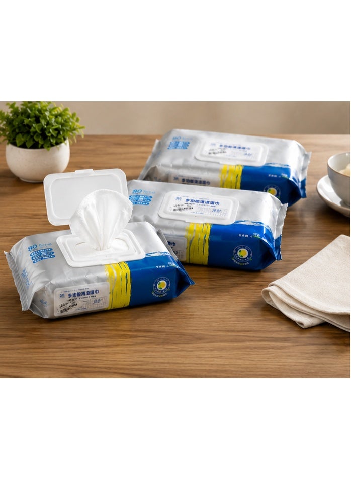 Multi-Purpose Wet Cleaning Wipes – Pack of 3 (80 Wipes Each) – Heavy Duty Surface Cleaning Wipes for Home, Office, Kitchen, Car & Electronics - Image 3