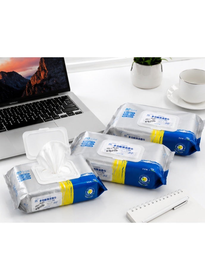 Multi-Purpose Wet Cleaning Wipes – Pack of 3 (80 Wipes Each) – Heavy Duty Surface Cleaning Wipes for Home, Office, Kitchen, Car & Electronics - Image 2