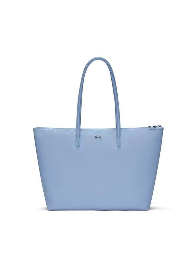 LACOSTE Lacoste Women's Concept Fashion Versatile Large Capacity Zipper Handbag Tote Bag Shoulder Bag Large Size Linen blue  - Image 1