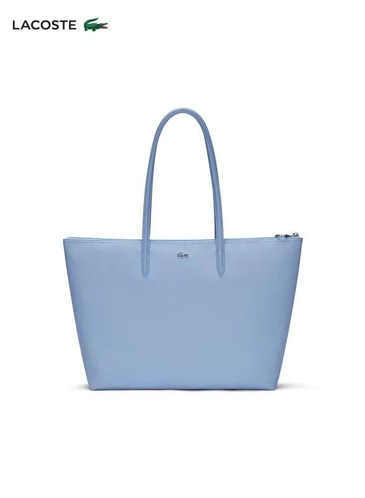 LACOSTE Lacoste Women's Concept Fashion Versatile Large Capacity Zipper Handbag Tote Bag Shoulder Bag Large Size Linen blue  - Image 2