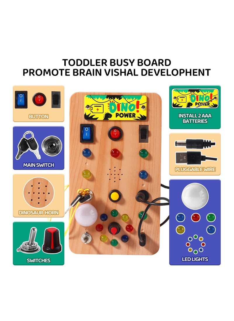 Montessori Busy Board for Toddlers 1-3 | ABS Sensory Toy with 8 LED Light Switches | Travel Learning Toy | Gift for 1 2 3 Year Old Boys & Girls  - Image 3