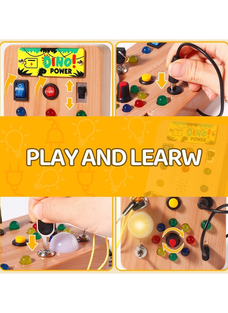 Montessori Busy Board for Toddlers 1-3 | ABS Sensory Toy with 8 LED Light Switches | Travel Learning Toy | Gift for 1 2 3 Year Old Boys & Girls  - Image 5