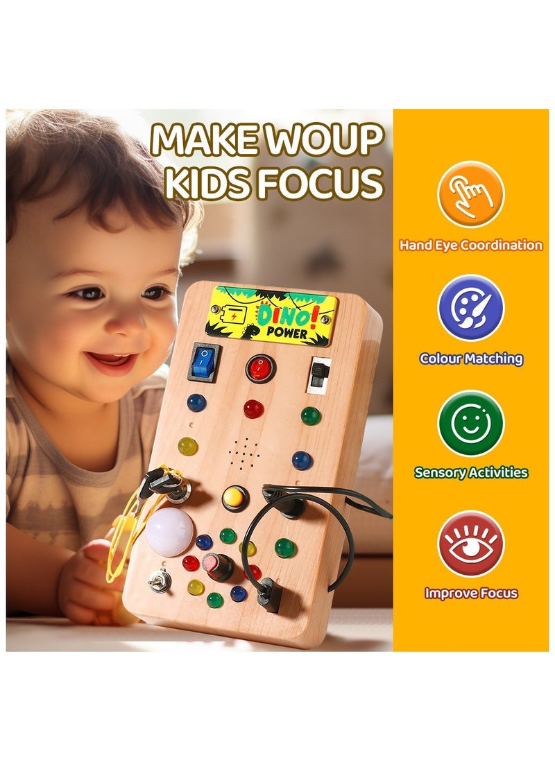 Montessori Busy Board for Toddlers 1-3 | ABS Sensory Toy with 8 LED Light Switches | Travel Learning Toy | Gift for 1 2 3 Year Old Boys & Girls  - Image 4