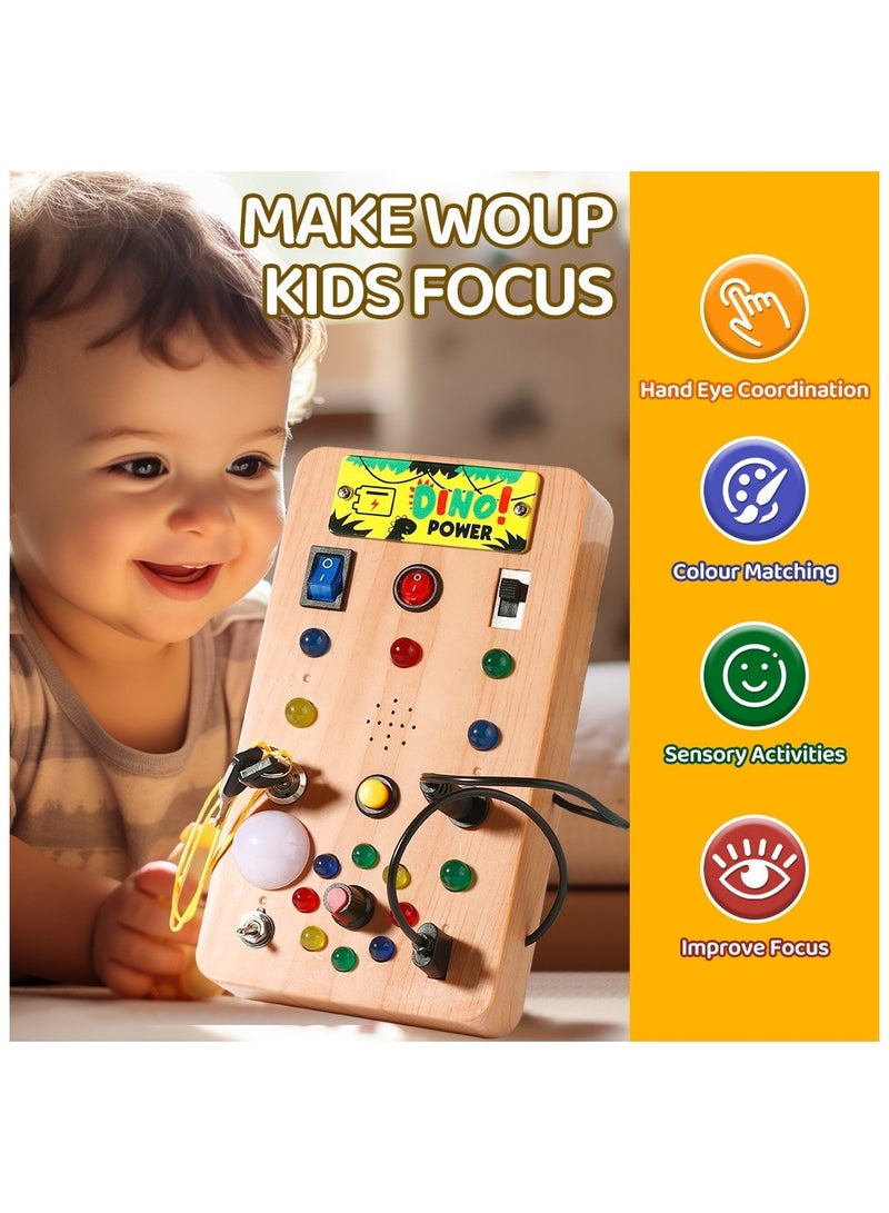 Montessori Busy Board for Toddlers 1-3 | ABS Sensory Toy with 8 LED Light Switches | Travel Learning Toy | Gift for 1 2 3 Year Old Boys & Girls  - Image 5