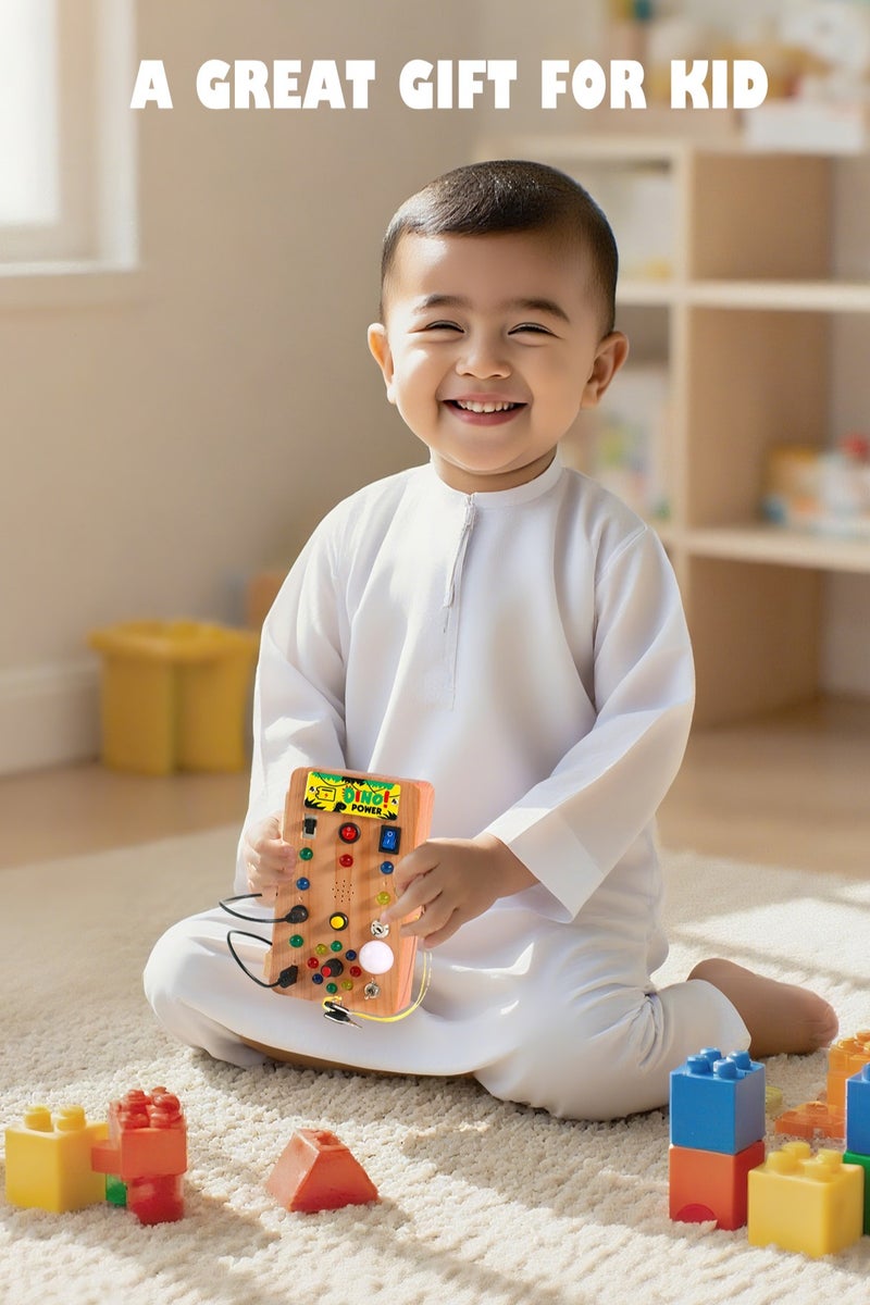 Montessori Busy Board for Toddlers 1-3 | ABS Sensory Toy with 8 LED Light Switches | Travel Learning Toy | Gift for 1 2 3 Year Old Boys & Girls - Image 5