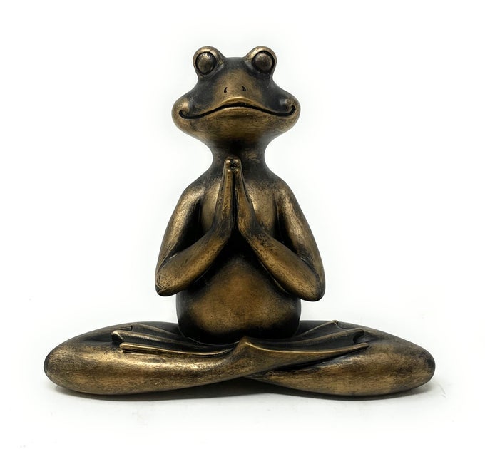 NATURES MARK 6 H RESIN MEDITATING YOGA FROG STATUE FIGURINE HOME DECORATIVE ACCENT DECOR FOR TABLETOP LIVING ROOM BEDROOM OFFICE DESKTOP CABINET SHELF