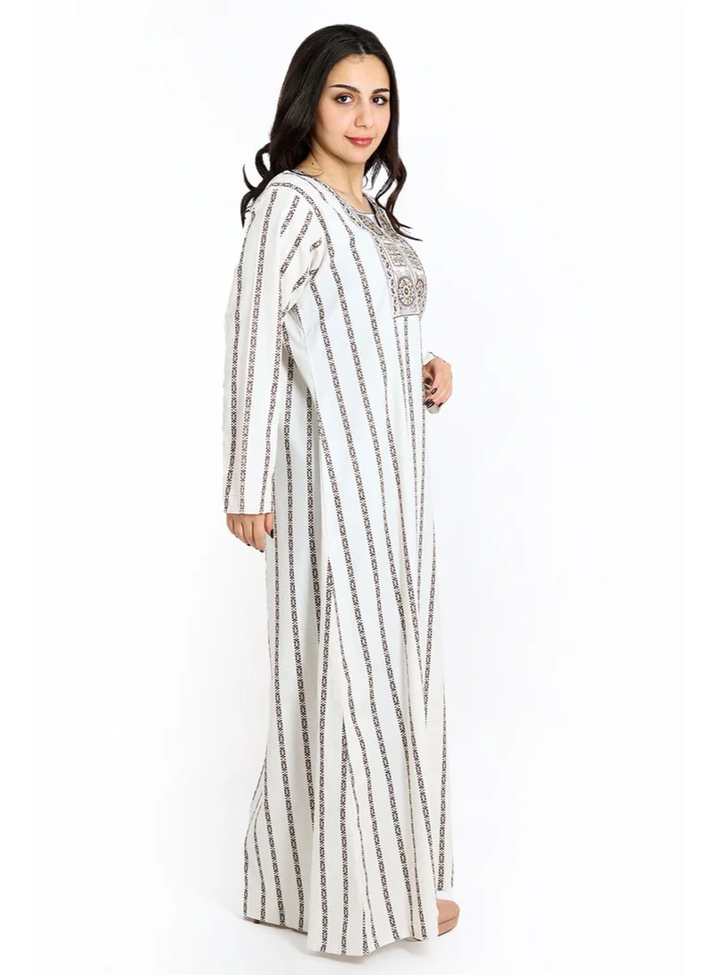 IKKXA Embroidered Jalabiya IK1599 Brown