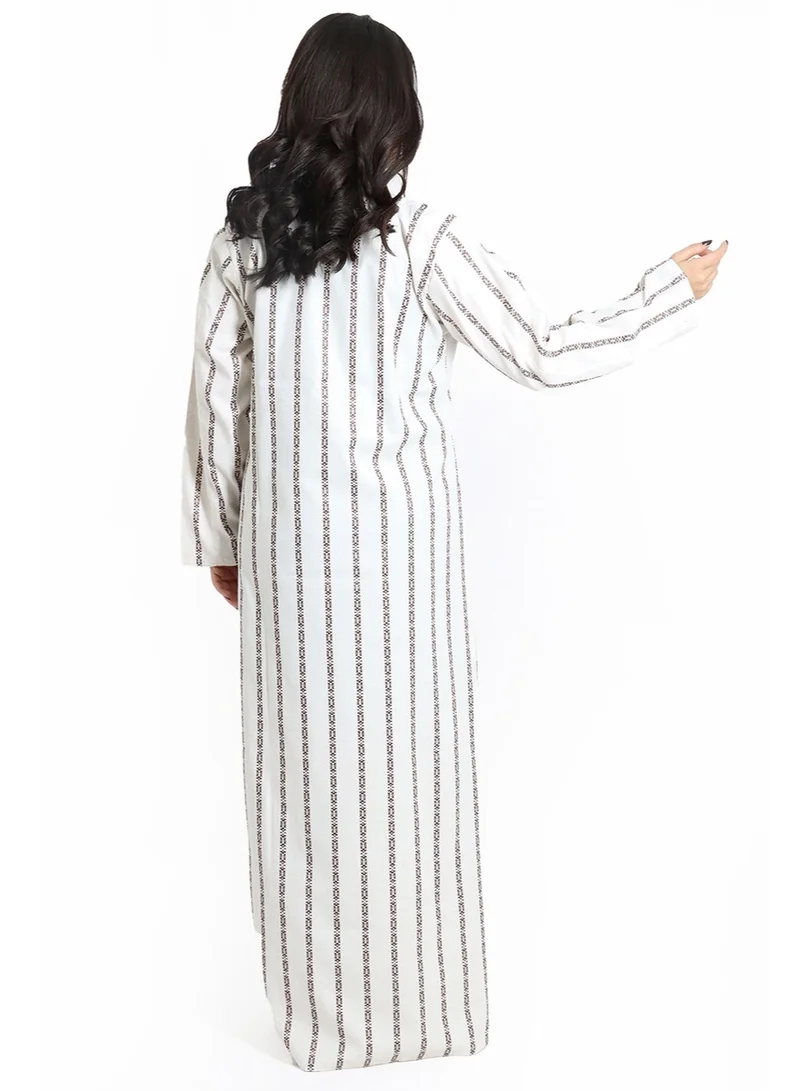 IKKXA Embroidered Jalabiya IK1599 Brown
