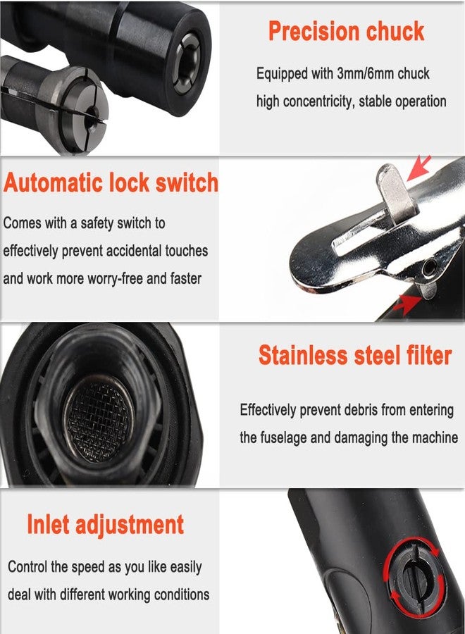 Baisiky 1/4'' | 1/8'' Extended Air Die Grinder Pneumatic Grinding Tool - Image 4