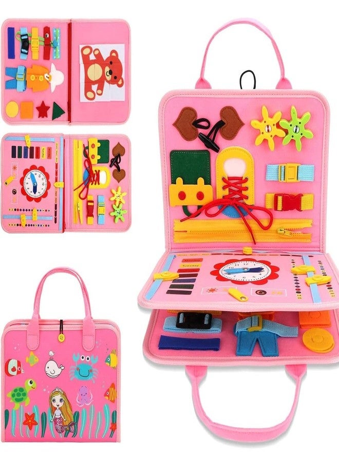 KEREZMADIK 12 In 1 Toddler Busy Binder educational with fun Book For Toddlers 1-4 Years (Pink) - Image 1