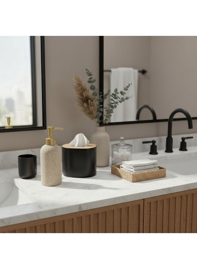 Home Box Satin Resin Soap Dispenser in Beige - Image 3