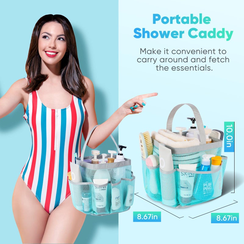EUDELE Mesh Shower Caddy Portable, 8-Pocket Large Capacity, Quick Dry, Easy Clean, for Beach, Swimming, Gym, Travel - Image 4