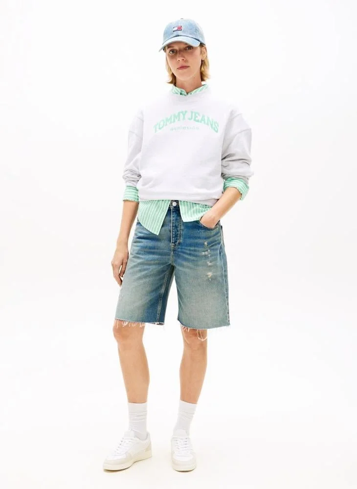 Tommy Jeans Ice Grey Heather Contrast Logo Embroidery Boxy Sweatshirt for Women | Best Price UAE