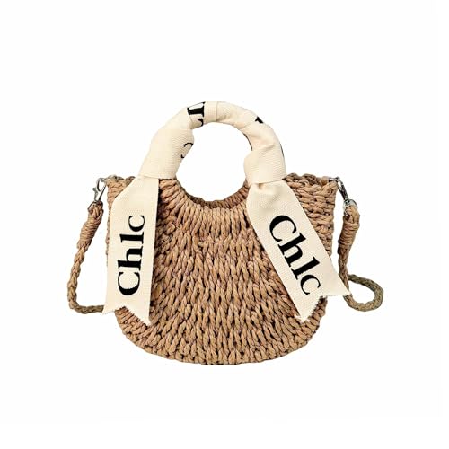 Eiyye Handmade Paper Rope Crossbody Bag for Women Lightweight Summer Straw-Style Bag with Removable Shoulder Strap, Drawstring Closure, Small Capacity for Phone, Wallet & Keys(khaki - Image 1