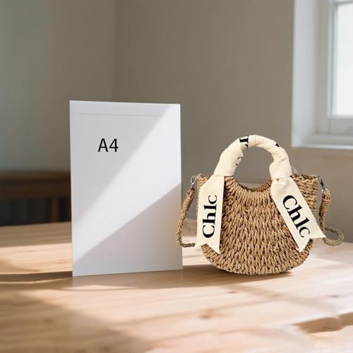 Eiyye Handmade Paper Rope Crossbody Bag for Women Lightweight Summer Straw-Style Bag with Removable Shoulder Strap, Drawstring Closure, Small Capacity for Phone, Wallet & Keys(khaki - Image 5