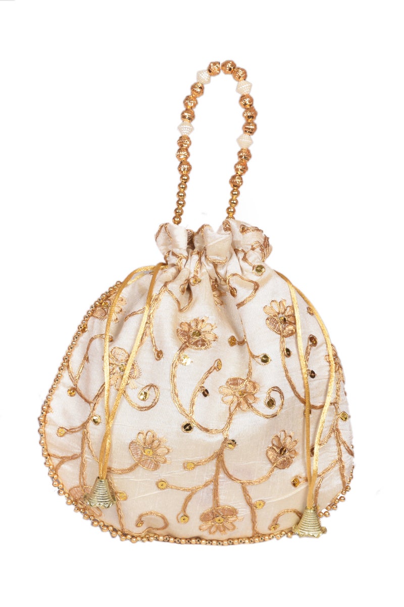 SuneshCreation Ethnic Potli Handbag with Beaded Handle for Women - Image 1