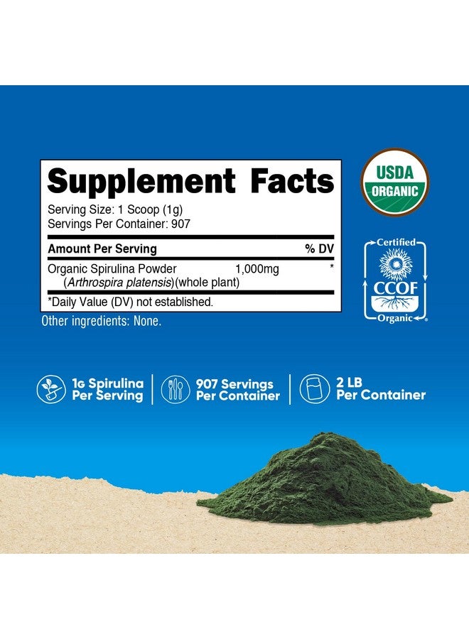 Nutricost Organic Spirulina Powder 2 LB - Pure, Certified Organic Spirulina - Image 1