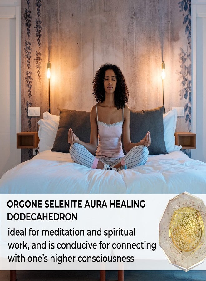 Orgonite Crystal Selenite Dodecahedron - Orgone Energy Generator Healing Chakra Stone with Flower of Life Design for Spiritual Balance, Meditation, Yoga, Reiki, Office and Home Décor - Image 5
