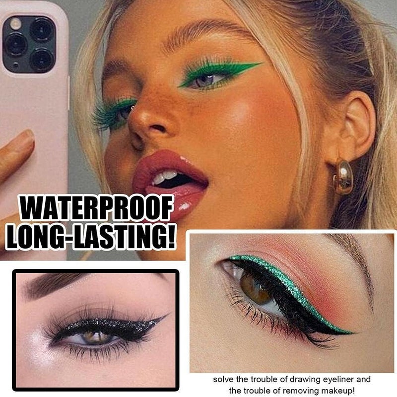 4 Pair Reusable Eyeliner and Eyelash Stickers,7 Color Waterproof Eye Shadow Template, Eyeliner Stencil Pads for The Perfect Winged Tip Look,Easy to Use and Remove - Image 3