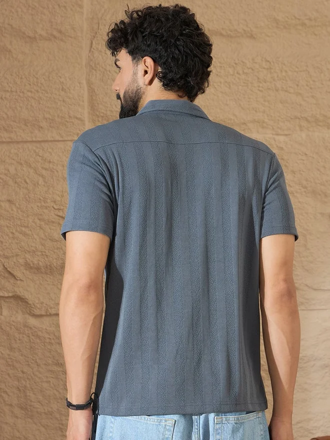 Take Two grey REPRISE Grey Textured Buttoned Shirt for Men | Best Price UAE