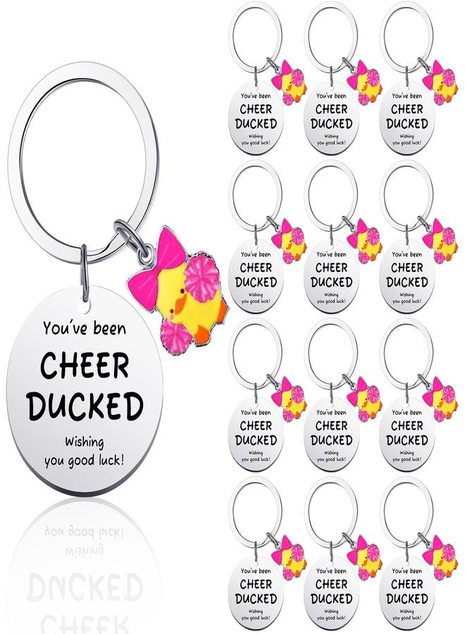 Nosiny 20 Pcs Duck Cheer Keychain Cheer Gifts Bulk for Team Cheerleader You've Been Cheerleader Duck Keychains for Team Gift(Pink) - Image 1