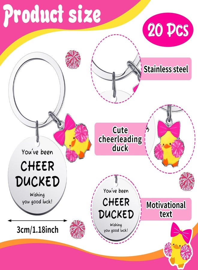 Nosiny 20 Pcs Duck Cheer Keychain Cheer Gifts Bulk for Team Cheerleader You've Been Cheerleader Duck Keychains for Team Gift(Pink) - Image 2