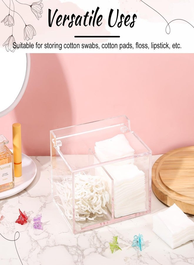 Uaimvie Qtip Holder Acrylic Container for Cotton Swab, Cotton Pads, Floss Picks - Restroom Containers Bathroom Essentials Accessories Decor Vanity Storage Organizer, 5.7'' x 3.7'' x 3.42'' - Image 4