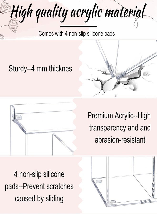 Uaimvie Qtip Holder Acrylic Container for Cotton Swab, Cotton Pads, Floss Picks - Restroom Containers Bathroom Essentials Accessories Decor Vanity Storage Organizer, 5.7'' x 3.7'' x 3.42'' - Image 3