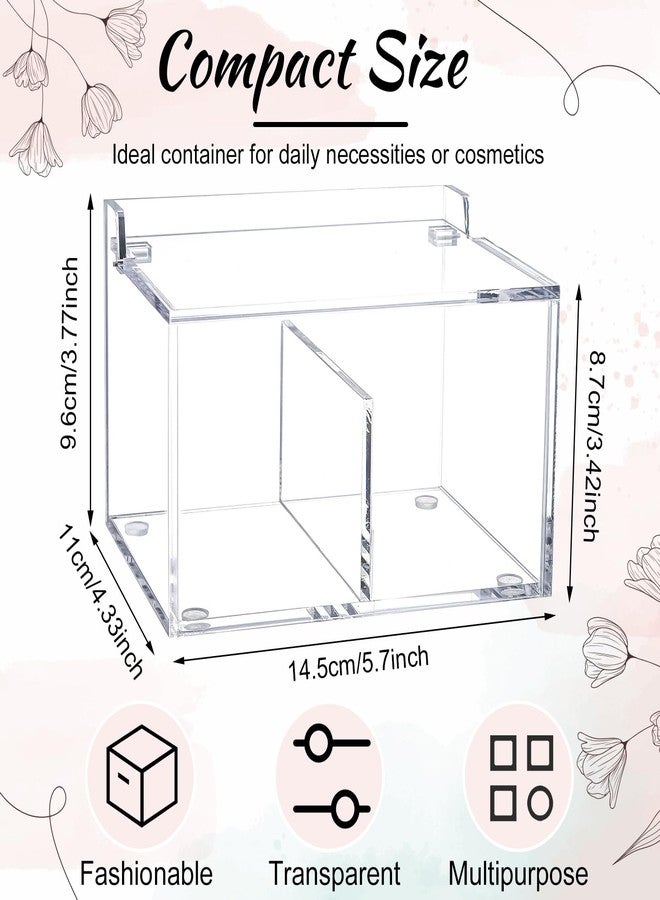 Uaimvie Qtip Holder Acrylic Container for Cotton Swab, Cotton Pads, Floss Picks - Restroom Containers Bathroom Essentials Accessories Decor Vanity Storage Organizer, 5.7'' x 3.7'' x 3.42'' - Image 2