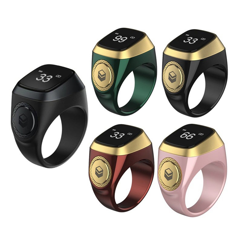 Electronic Counting Ring 18# Black - BLE5.1 App Sync 0.49-Inch OLED Display Lightweight for Muslim Daily Tasbeeh Prayer Counting - Image 2