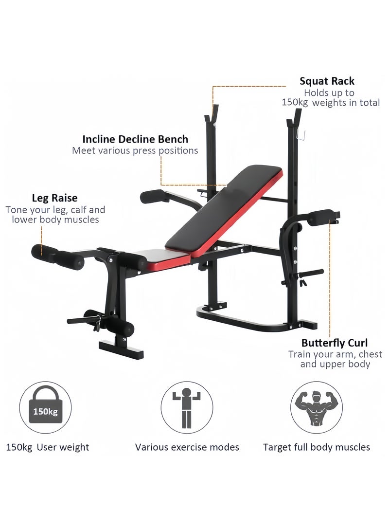 وحدة قياس الوزن متعدد المواضع بالجصالة المنزلية اضغط مع مطور الساق, طي وحدة قياس الوزن اضغط على مجموعة للتمارين - Image 2
