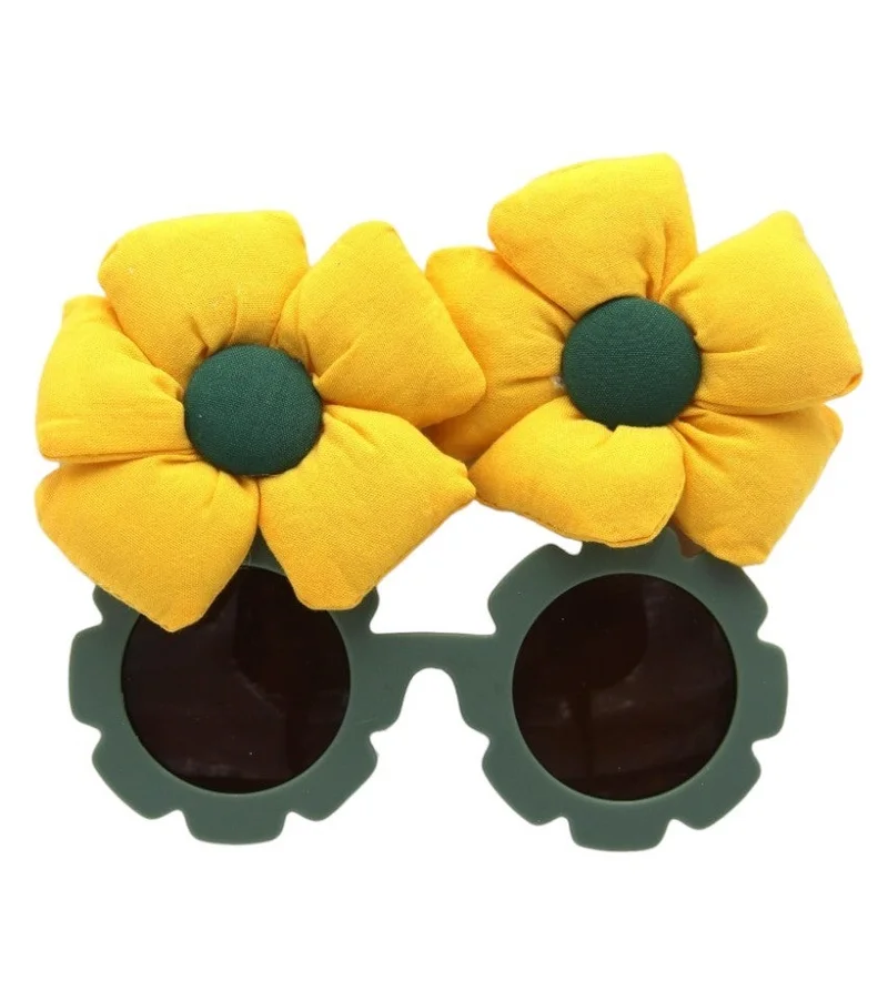 D'Daniela Aida Sun Glasses with flower design Clip Set For Babies and Girls - Yellow