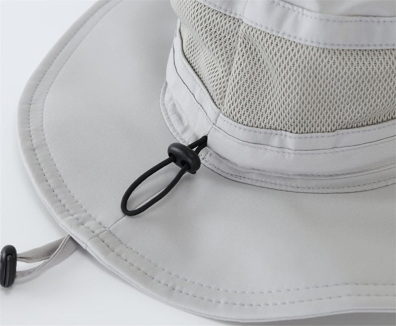Connectyle Womens Outdoor Mesh Boonie Sun Hat Summer Wide Brim UV Protection Fishing Hat Safari Cap Light Grey - Image 5