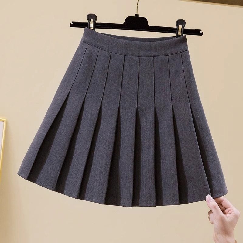 Woolen skirt for women's autumn and winter new style high waist slimming college style pleated skirt winter skirt thick A-line skirt - Image 2