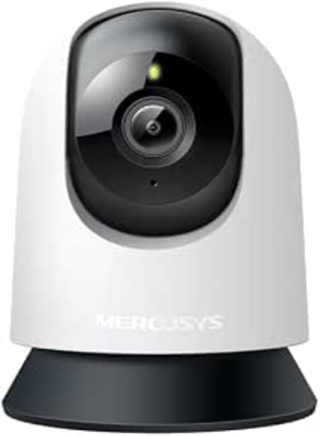 MERCUSYS WiFi Surveillance Camera Indoor 360° 1080p, Night Vision, Real Time Notifications, Person Detection, Motion Tracking, Remote Control, Compatible with Alexa, MC200