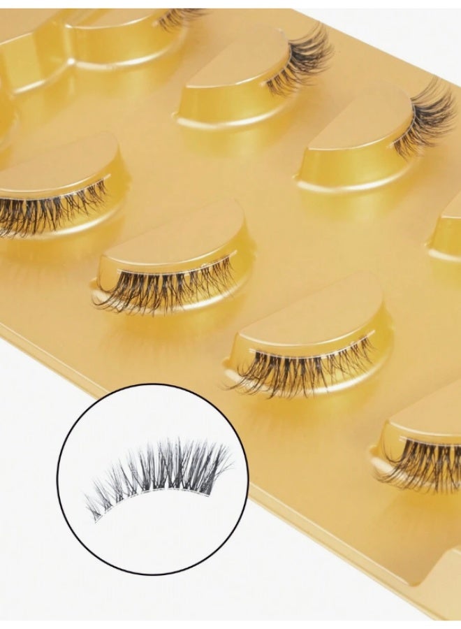 Shein 5 Pairs Wispy Natural Short Catseye Faux Mink Eyelashes - With Invisible Transparent Band for a Seamless Look - Image 4