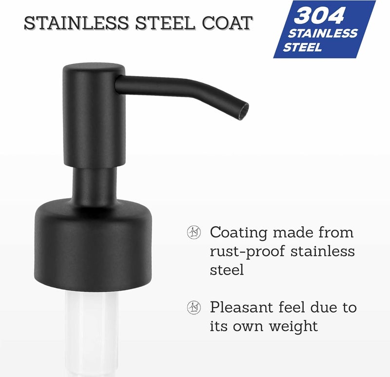 Altglas Stainless Steel Soap Pump 'Budapest' as Replacement for Liquid Hand Soap Dispensers and Bottle Upcycling - fits Regular Mouth Bottles with 1.1 in / 28 mm Thread e.g. Jack Bottle (Matte Black) - Image 3