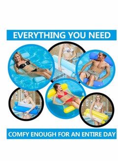 Generic Inflatable Water Hammock, Water Hammock Pool Lounger, 4-in-1 Multi-Purpose Floating Bed Lounge Chair Drifter Saddle Swimming Pool Beach Float Portable Pool Float for Adults Kids, blue  - Image 2