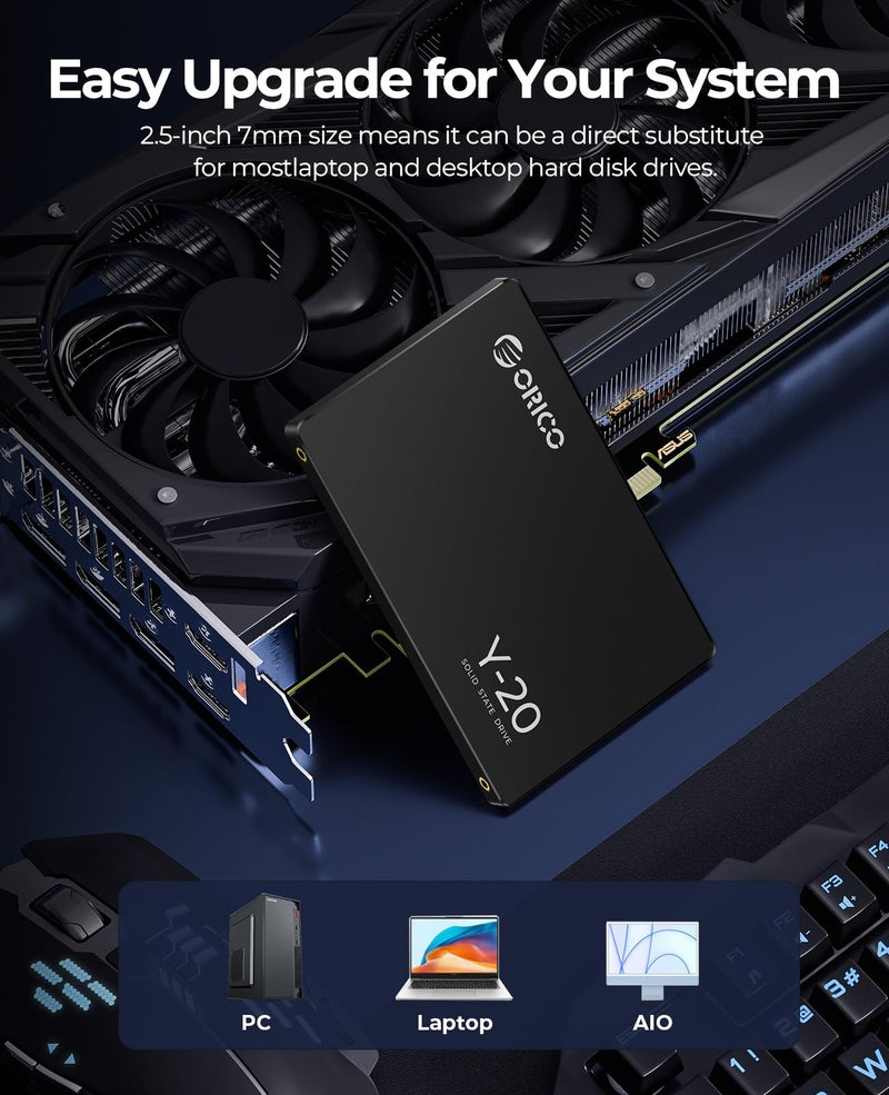 ORICO 128GB SATA SSD 2.5 Inch Internal Solid State Drive, Read Speed up to 500MB/s, SATA III 6Gbps for Desktop Laptop NAS DIY External Drive - Y20 - Image 3