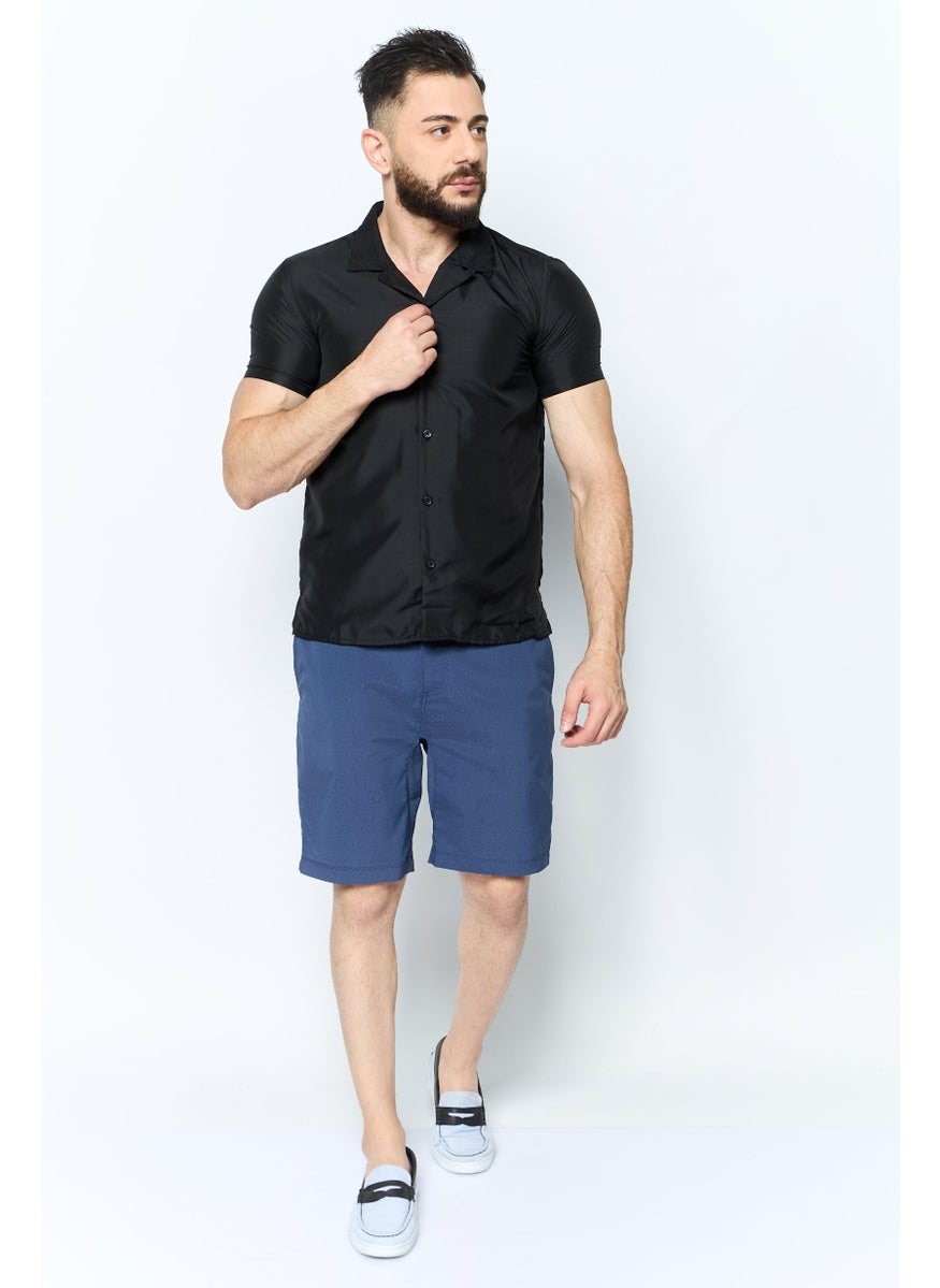 Modern Culture Men Regular Fit Plain Short Sleeve Casual Shirts, Black  - Image 2