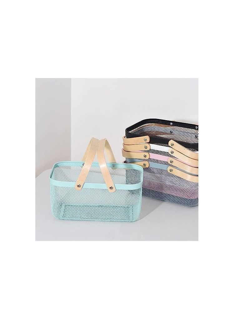 Spaceshoop Basket for Pantry Storage and Organization Mesh Basket with Bamboo Handles Multi functional Hanging Basket Food Storage Organization for Kitchen and Garden Harvest - Image 1