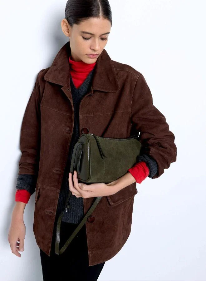 PARFOIS Green Crossbody bag with leather details for Women | Best Price UAE