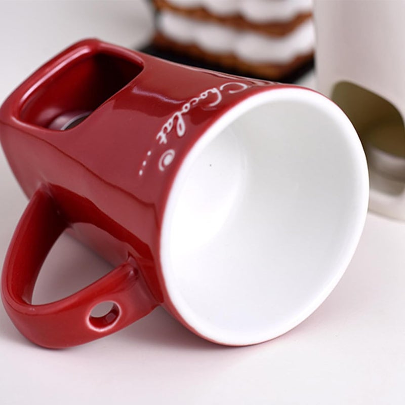 Chocolate Fondue Cup - Butter Warmer with Fork - Personal Fondue Coffee Mug Warmer - for Seafood Appetizer Dessert Sauce Candy Bread Caramel Date Night Birthday Wedding Party - Image 5